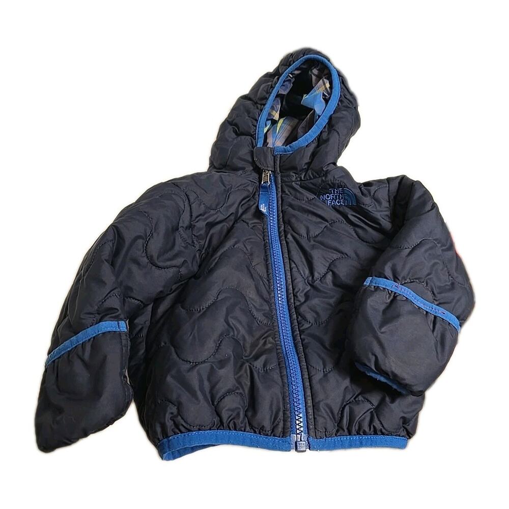 The North Face Blue Full Zip‎ Reversible Quilted Hooded Coat Infant Size 6-12M